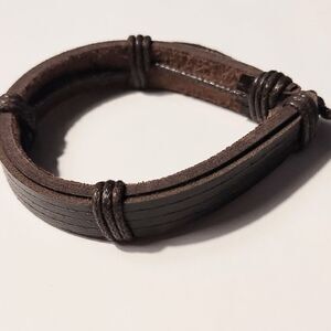 Men's bracelet leather layered brown new d22
